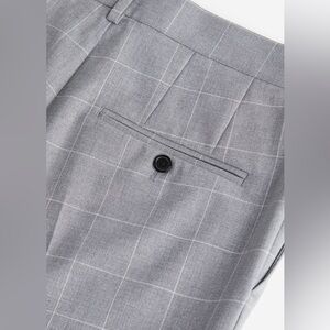 Light Gray Slim Fit Checkered Pants